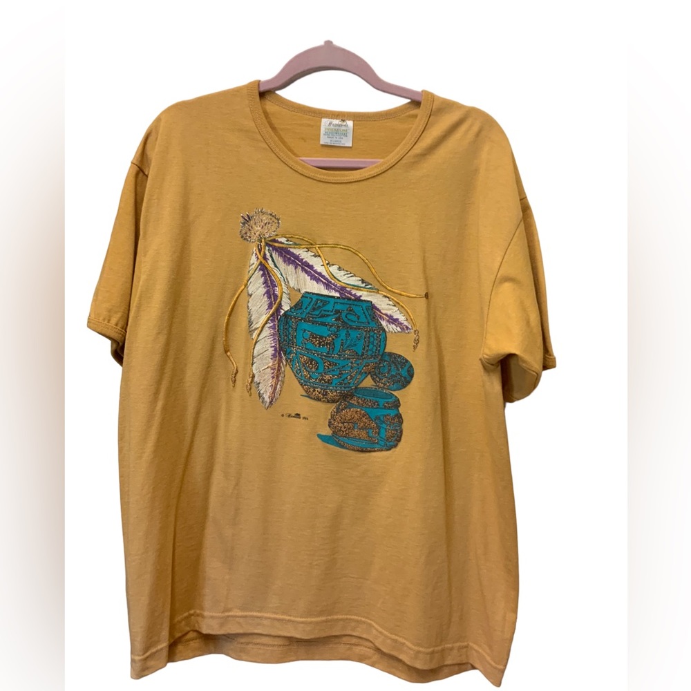 Vintage 1994 Hazelwoods Native American Graphic Cuffed Womens Shirt XL